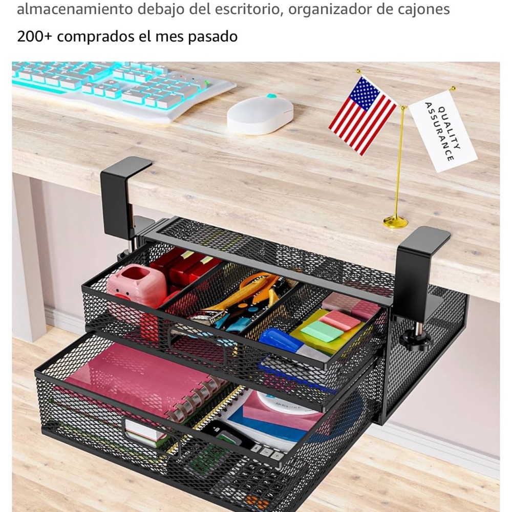 Under Desk Drawer Organizer - Black